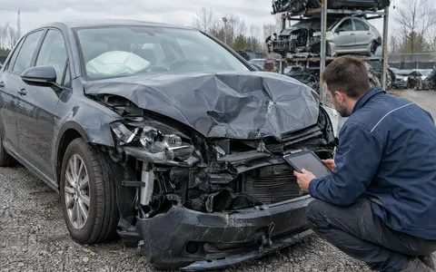 Unfallwagen mit Totalschaden an der Front