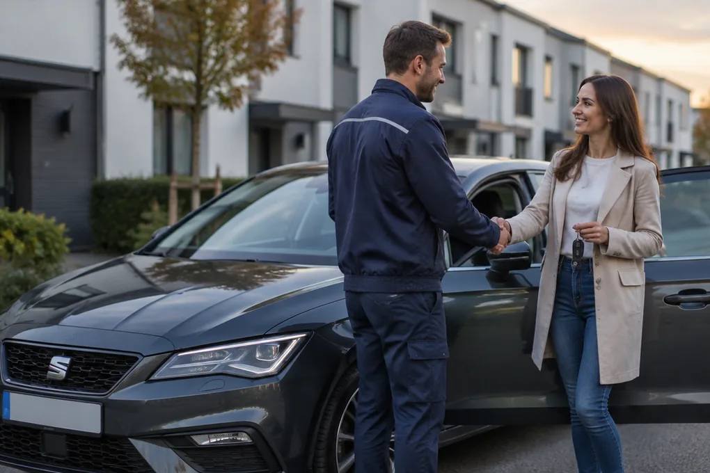 SEAT bei der Übergabe an Autoankauf Meyer